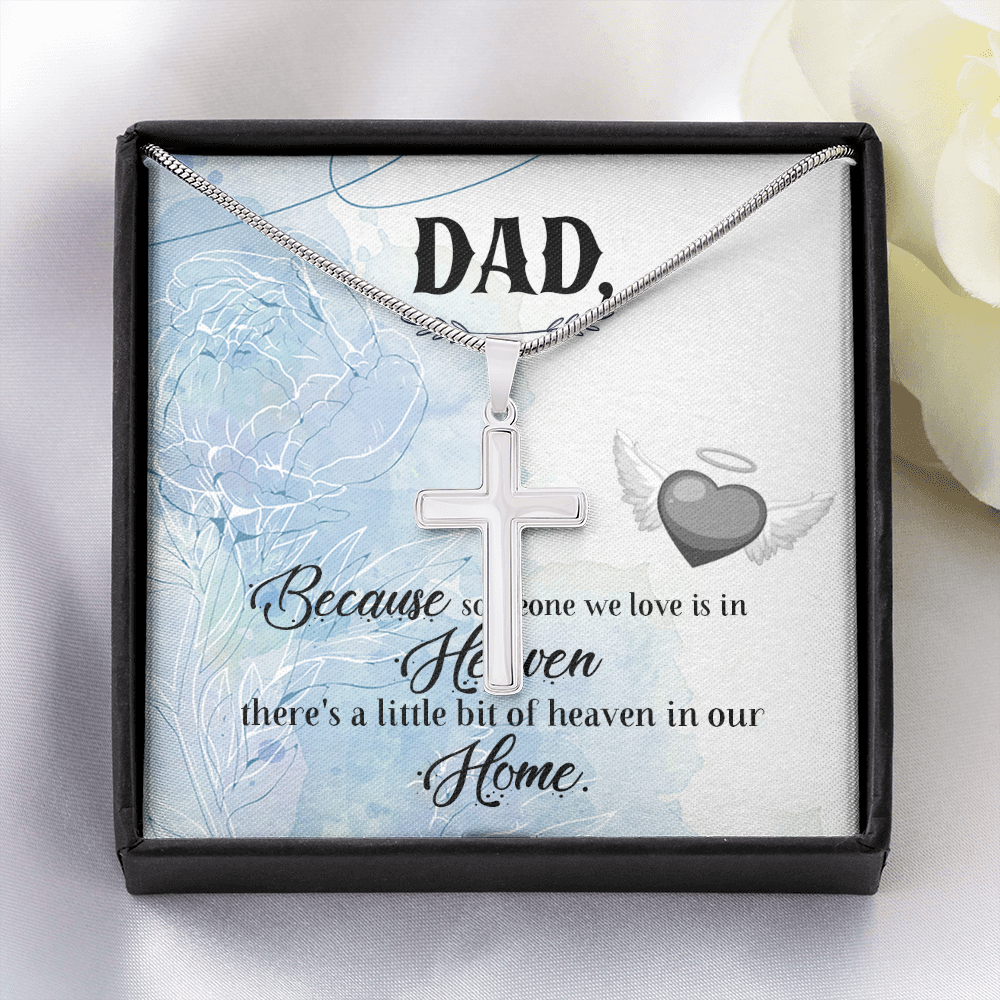 Because Someone We Love Dad Memorial Gift Dad Memorial Cross Necklace Sympathy Gift Loss of Father Condolence Message Card-Express Your Love Gifts