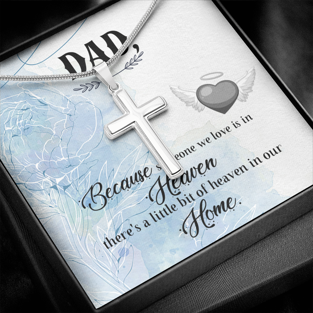 Because Someone We Love Dad Memorial Gift Dad Memorial Cross Necklace Sympathy Gift Loss of Father Condolence Message Card-Express Your Love Gifts