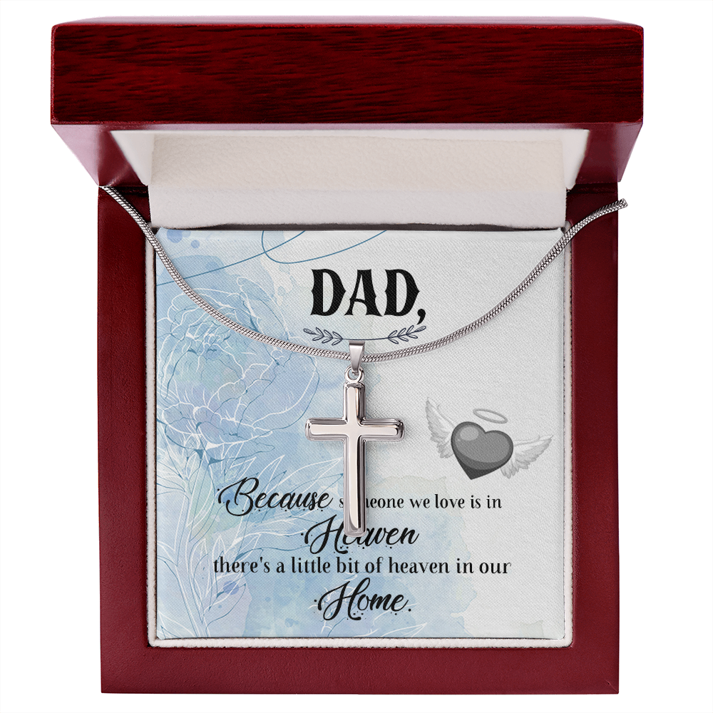 Because Someone We Love Dad Memorial Gift Dad Memorial Cross Necklace Sympathy Gift Loss of Father Condolence Message Card-Express Your Love Gifts