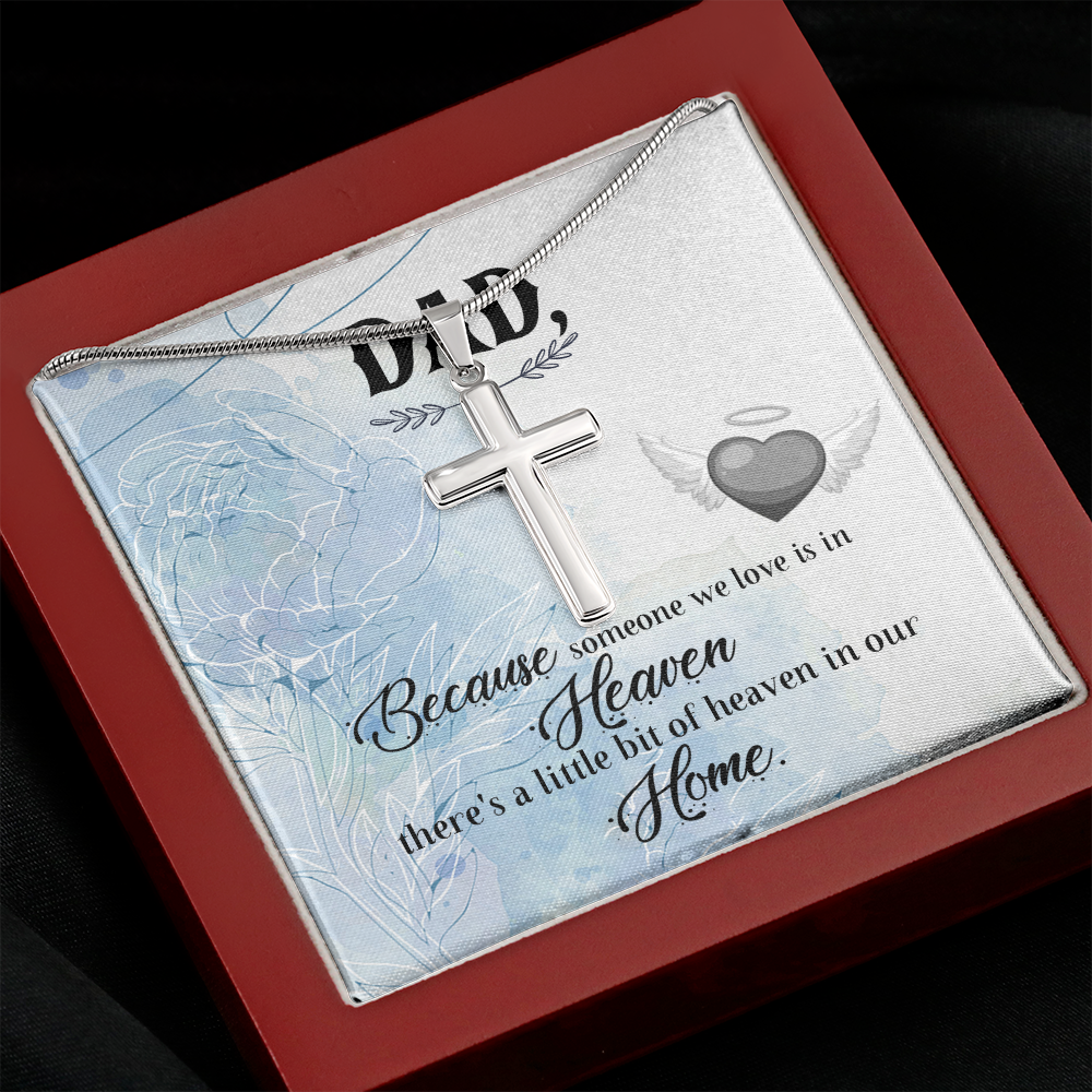 Because Someone We Love Dad Memorial Gift Dad Memorial Cross Necklace Sympathy Gift Loss of Father Condolence Message Card-Express Your Love Gifts