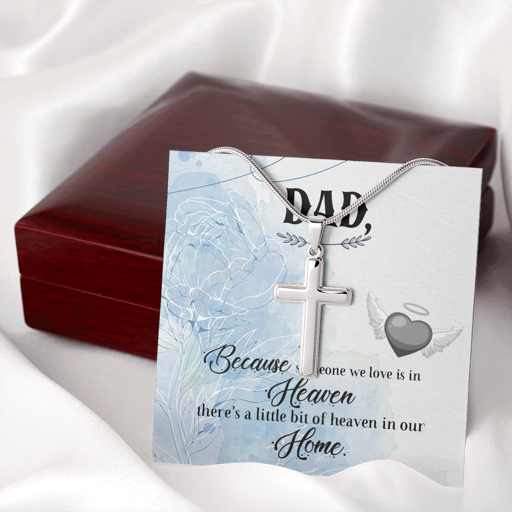 Because Someone We Love Dad Memorial Gift Dad Memorial Cross Necklace Sympathy Gift Loss of Father Condolence Message Card-Express Your Love Gifts