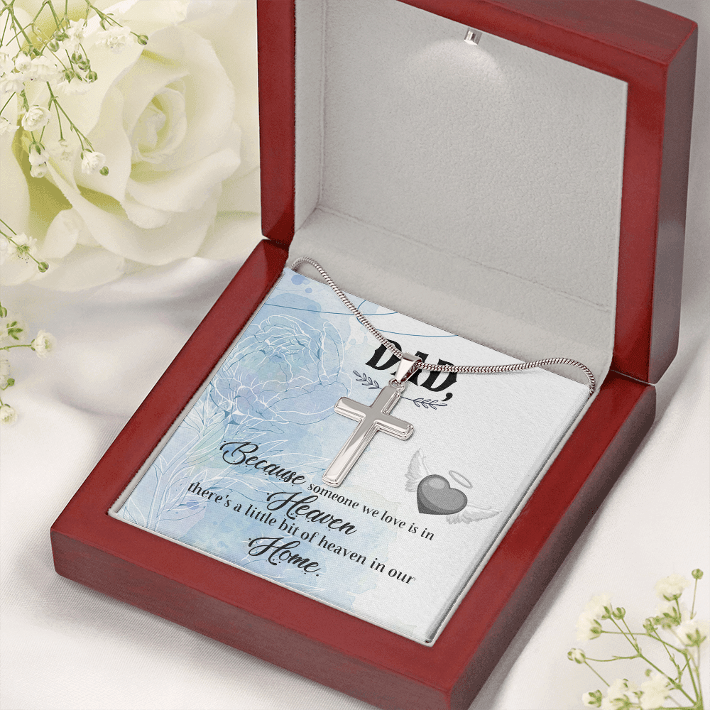 Because Someone We Love Dad Memorial Gift Dad Memorial Cross Necklace Sympathy Gift Loss of Father Condolence Message Card-Express Your Love Gifts