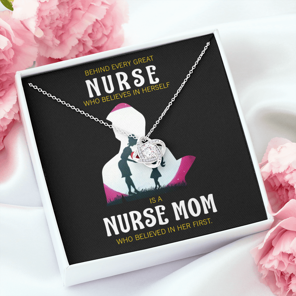 Behind Every Mom Healthcare Medical Worker Nurse Appreciation Gift Nurse Infinity Knot Necklace Message Card-Express Your Love Gifts