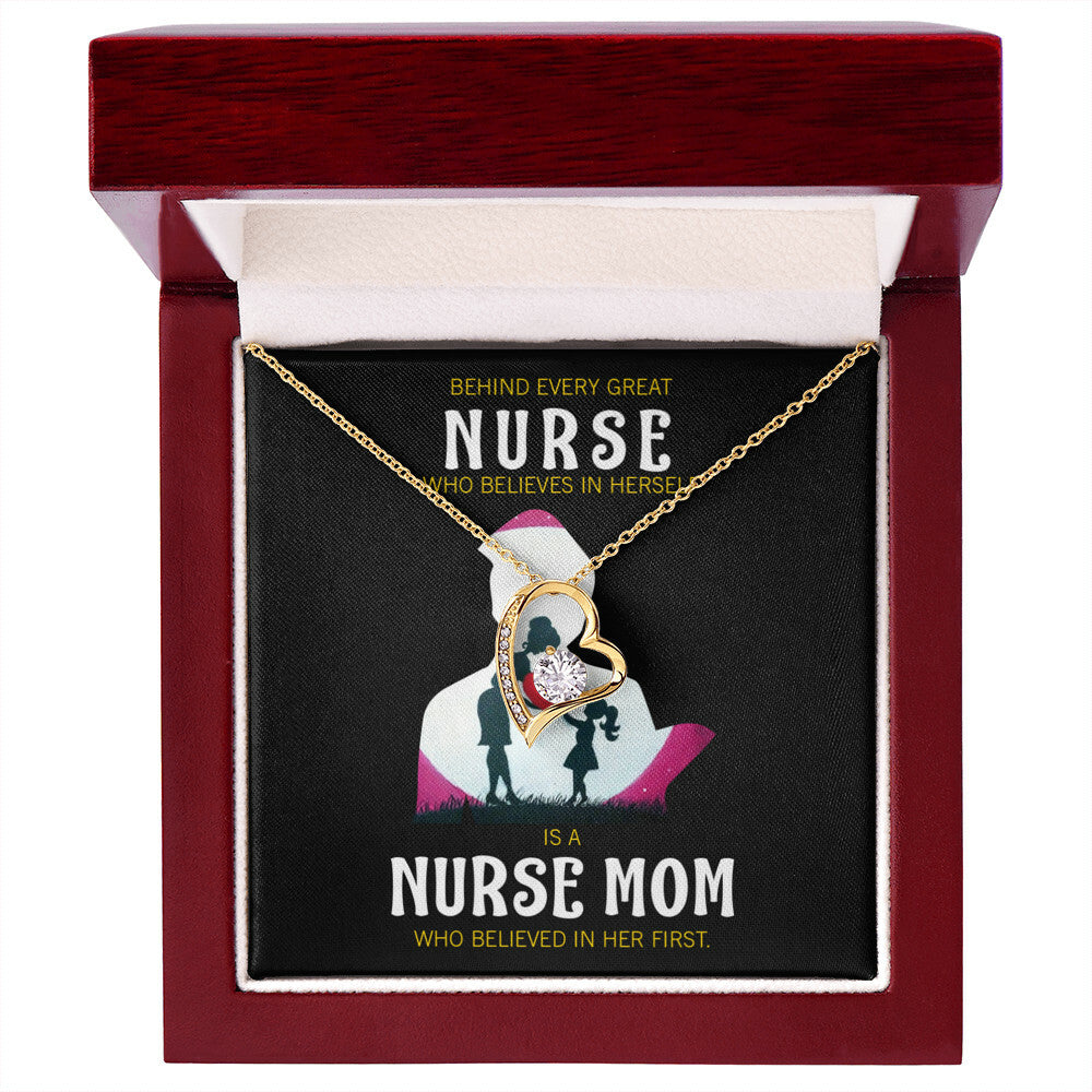 Behind Every Mom Nurse Healthcare Medical Worker Nurse Appreciation Gift Forever Necklace w Message Card-Express Your Love Gifts