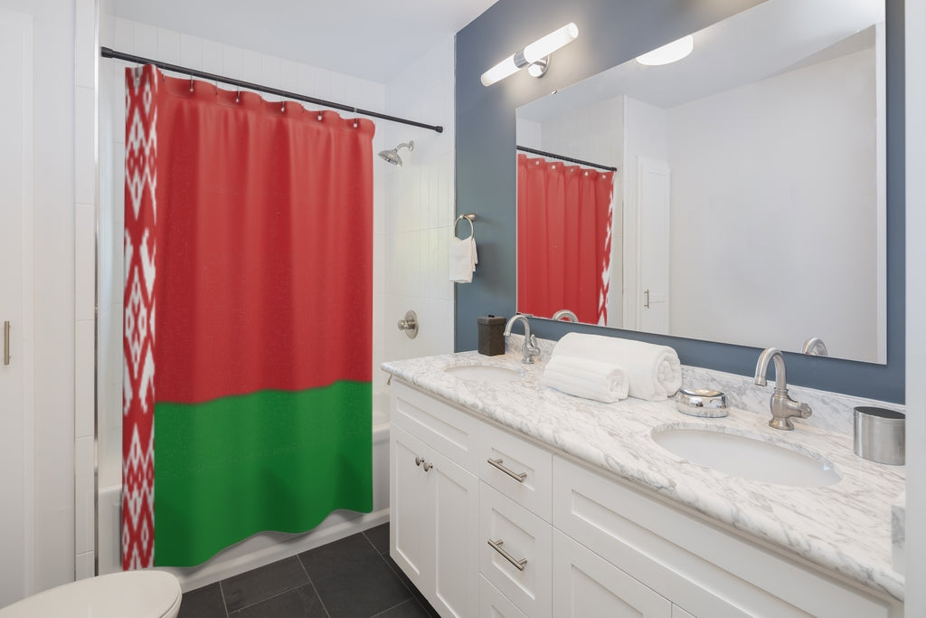 Belarus Flag Stylish Design 71" x 74" Elegant Waterproof Shower Curtain for a Spa-like Bathroom Paradise Exceptional Craftsmanship-Express Your Love Gifts