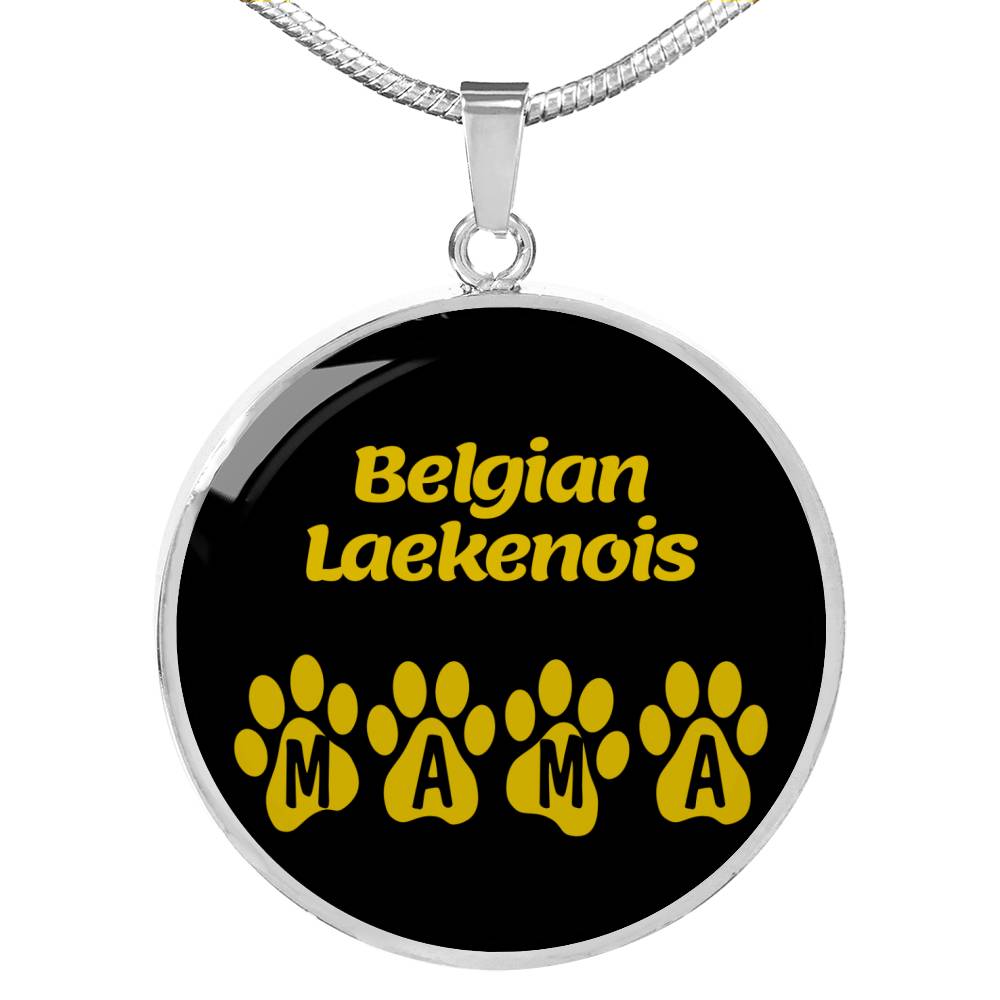 Belgian Laekenois Mama Circle Necklace Stainless Steel or 18k Gold 18-22" Dog Owner Lover-Express Your Love Gifts