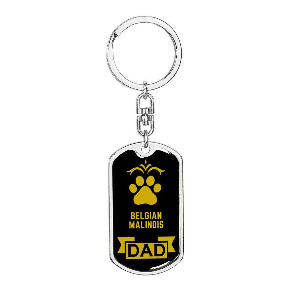 Belgian Malinois Keychain Stainless Steel or 18k Gold-Express Your Love Gifts