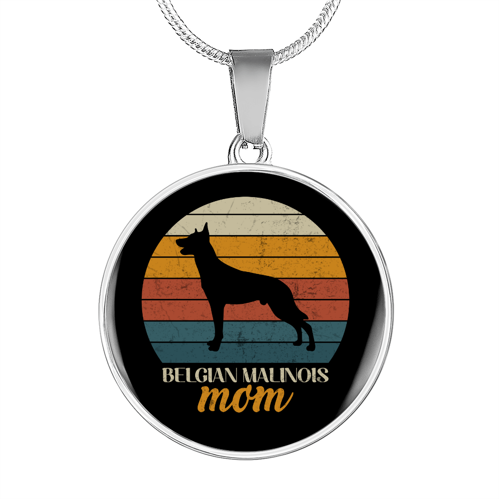 Belgian Malinois Mom Circle Necklace Stainless Steel or 18k Gold 18-22"-Express Your Love Gifts