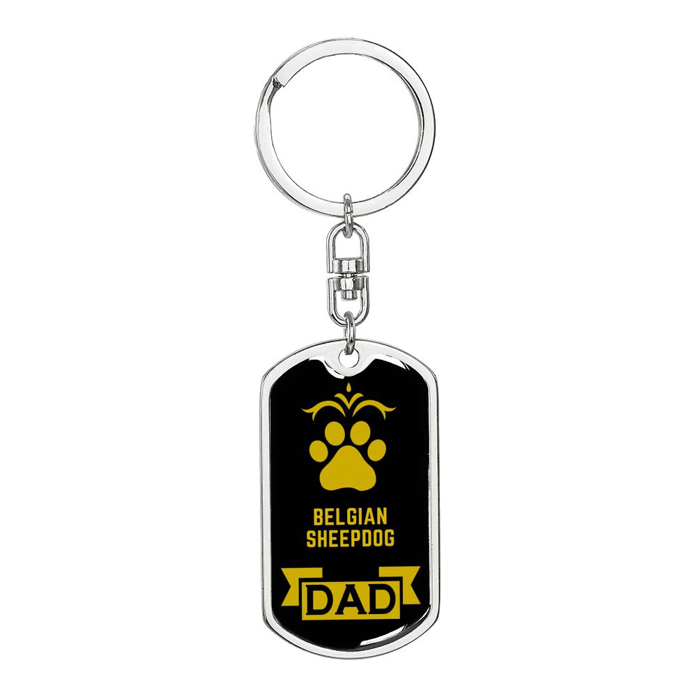 Belgian Sheepdog Keychain Stainless Steel or 18k Gold-Express Your Love Gifts