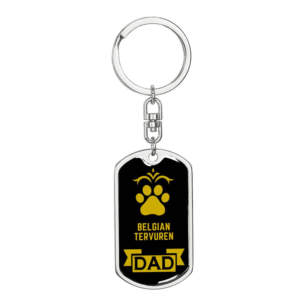 Belgian Tervuren Keychain Stainless Steel or 18k Gold-Express Your Love Gifts