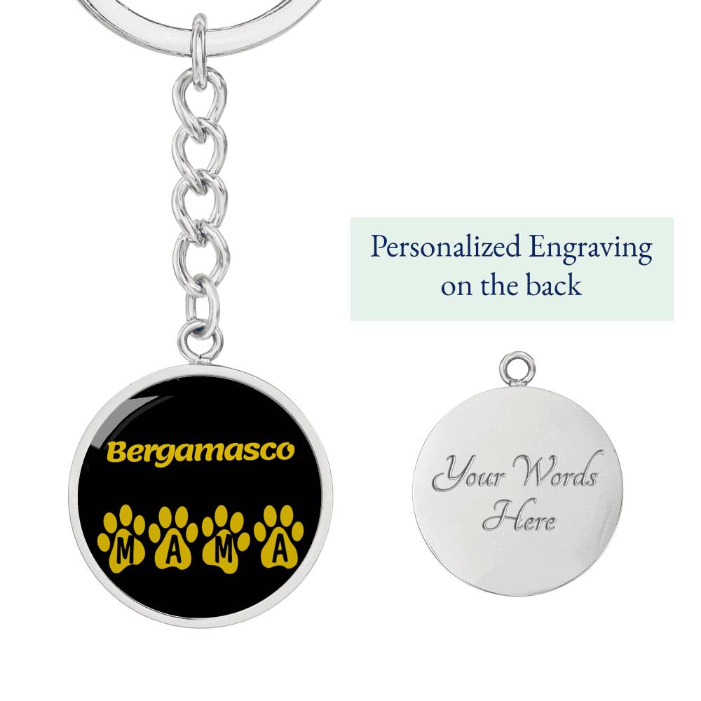 Bergamasco Mama Circle Keychain Stainless Steel or 18k Gold Dog Mom Pendant-Express Your Love Gifts