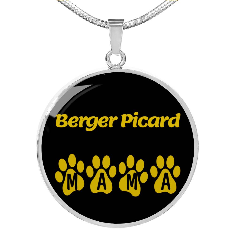 Berger Picard Mama Circle Necklace Stainless Steel or 18k Gold 18-22" Dog Owner Lover-Express Your Love Gifts