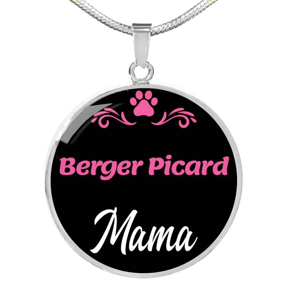 Berger Picard Mama Necklace Circle Pendant Stainless Steel or 18k Gold 18-22" Dog Mom Pendant-Express Your Love Gifts