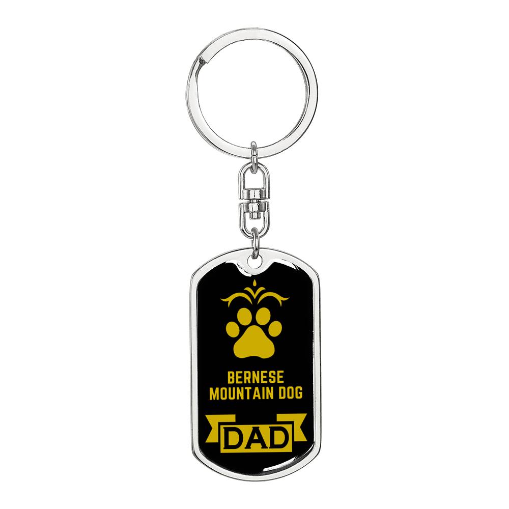 Bernese Mountain Dog Keychain Stainless Steel or 18k Gold-Express Your Love Gifts