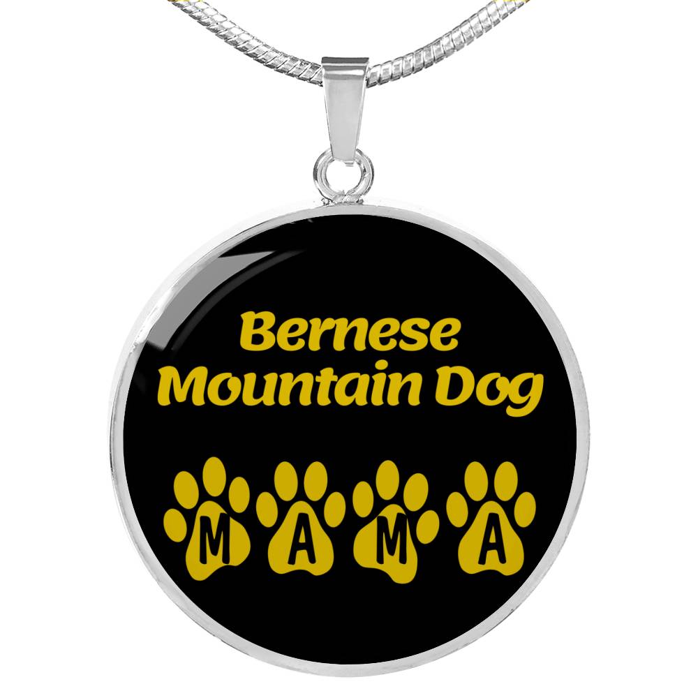 Bernese Mountain Dog Mama Circle Necklace Stainless Steel or 18k Gold 18-22" Dog Owner Lover-Express Your Love Gifts