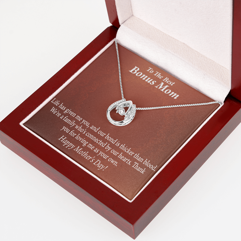 Best Bonus Mom Happy Mothers Day Lucky Horseshoe Necklace Message Card 14k w CZ Crystals-Express Your Love Gifts