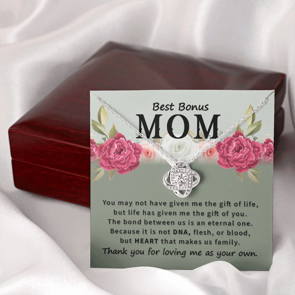 Best Bonus Mom You May Not Have Infinity Knot Necklace Message Card-Express Your Love Gifts