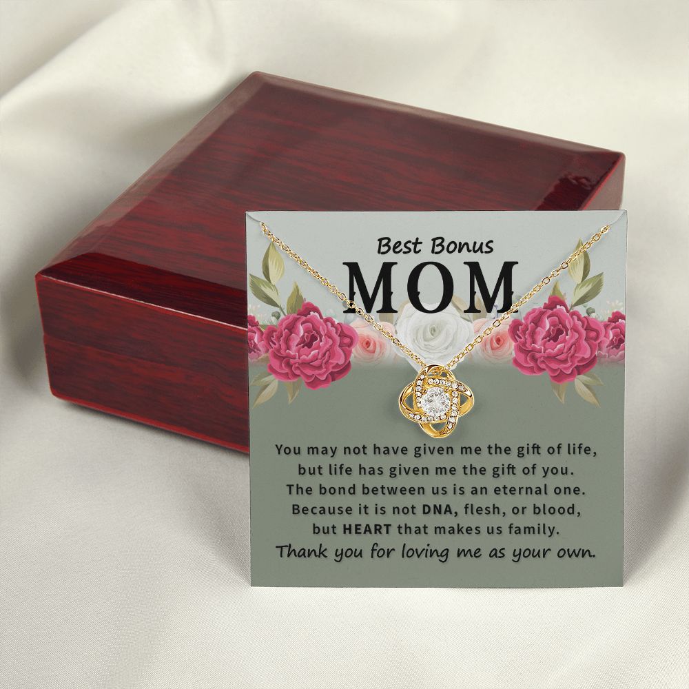 Best Bonus Mom You May Not Have Infinity Knot Necklace Message Card-Express Your Love Gifts