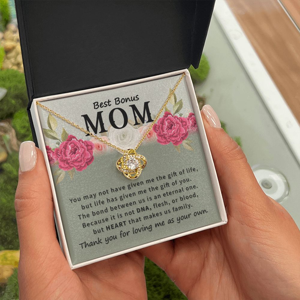 Best Bonus Mom You May Not Have Infinity Knot Necklace Message Card-Express Your Love Gifts