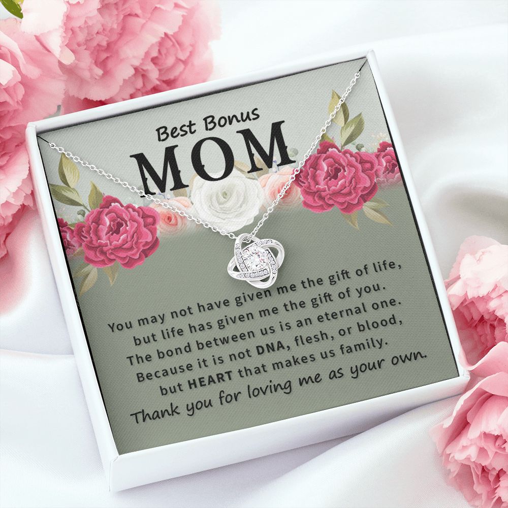 Best Bonus Mom You May Not Have Infinity Knot Necklace Message Card-Express Your Love Gifts