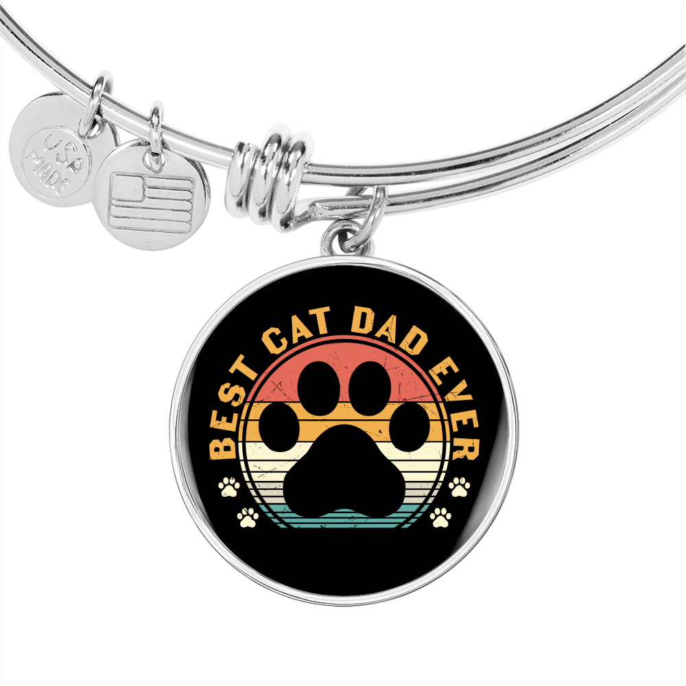 Best Cat Dad Bracelet Stainless Steel or 18k Gold Circle Bangle-Express Your Love Gifts