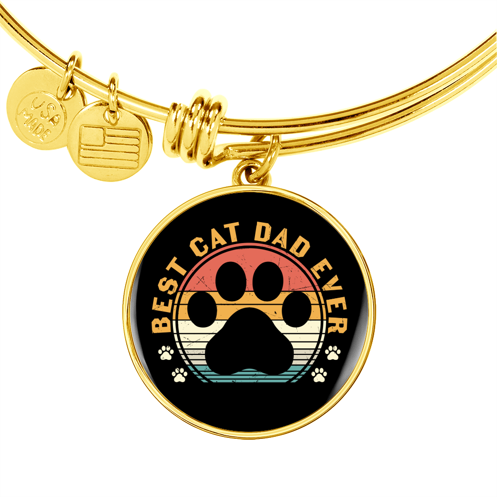 Best Cat Dad Bracelet Stainless Steel or 18k Gold Circle Bangle-Express Your Love Gifts