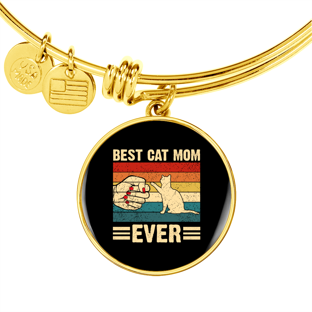 Best Cat Mom Bracelet Stainless Steel or 18k Gold Circle Bangle-Express Your Love Gifts