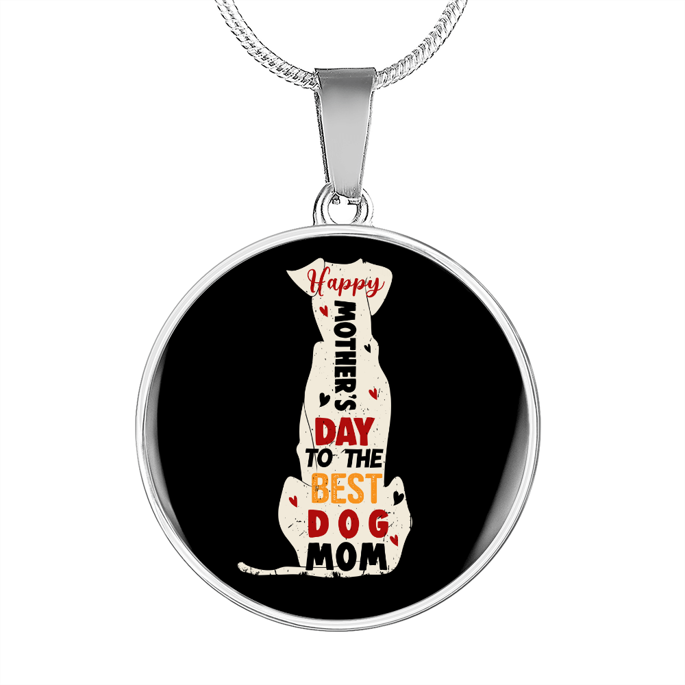 Best Dog Mom Circle Necklace Stainless Steel or 18k Gold 18-22"-Express Your Love Gifts