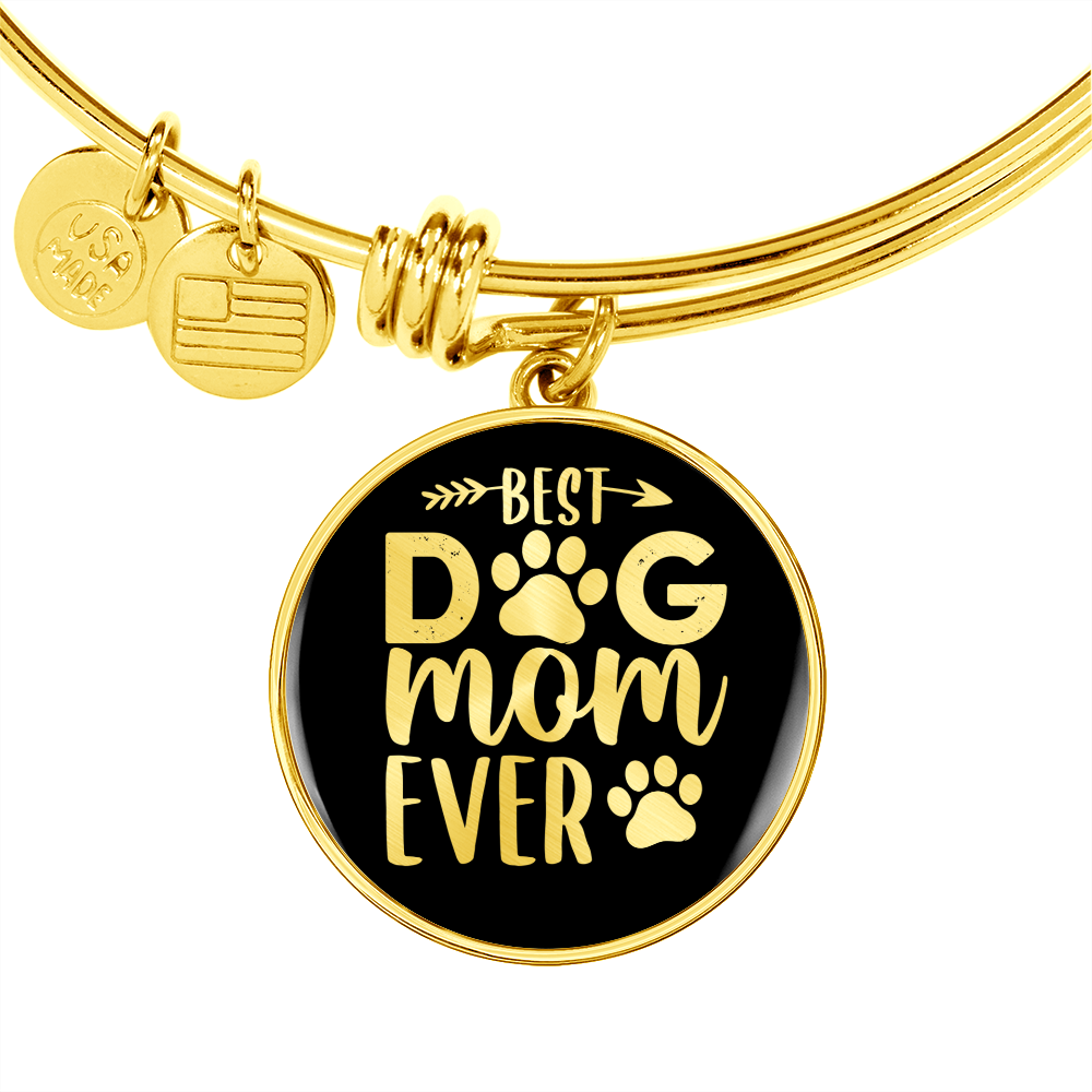 Best Dog Mom Ever TranspArent Bracelet Stainless Steel or 18k Gold Circle Bangle-Express Your Love Gifts