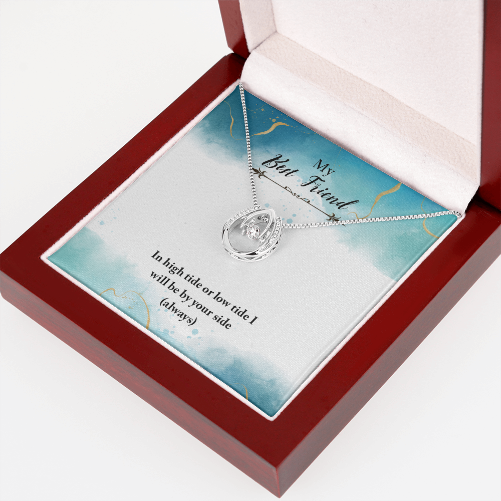 Best Friend Always By Your Side Lucky Horseshoe Necklace Message Card 14k w CZ Crystals-Express Your Love Gifts