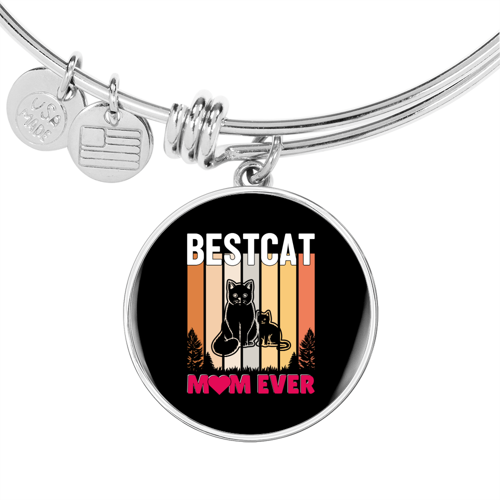 Bestcat Mom Ever Bracelet Stainless Steel or 18k Gold Circle Bangle-Express Your Love Gifts