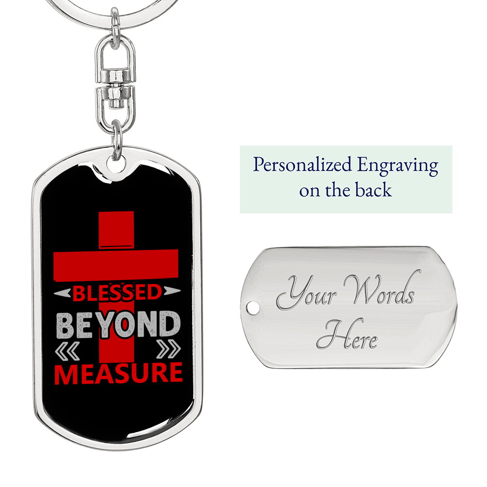 Beyond Measure Keychain Stainless Steel or 18k Gold Dog Tag Keyring-Express Your Love Gifts