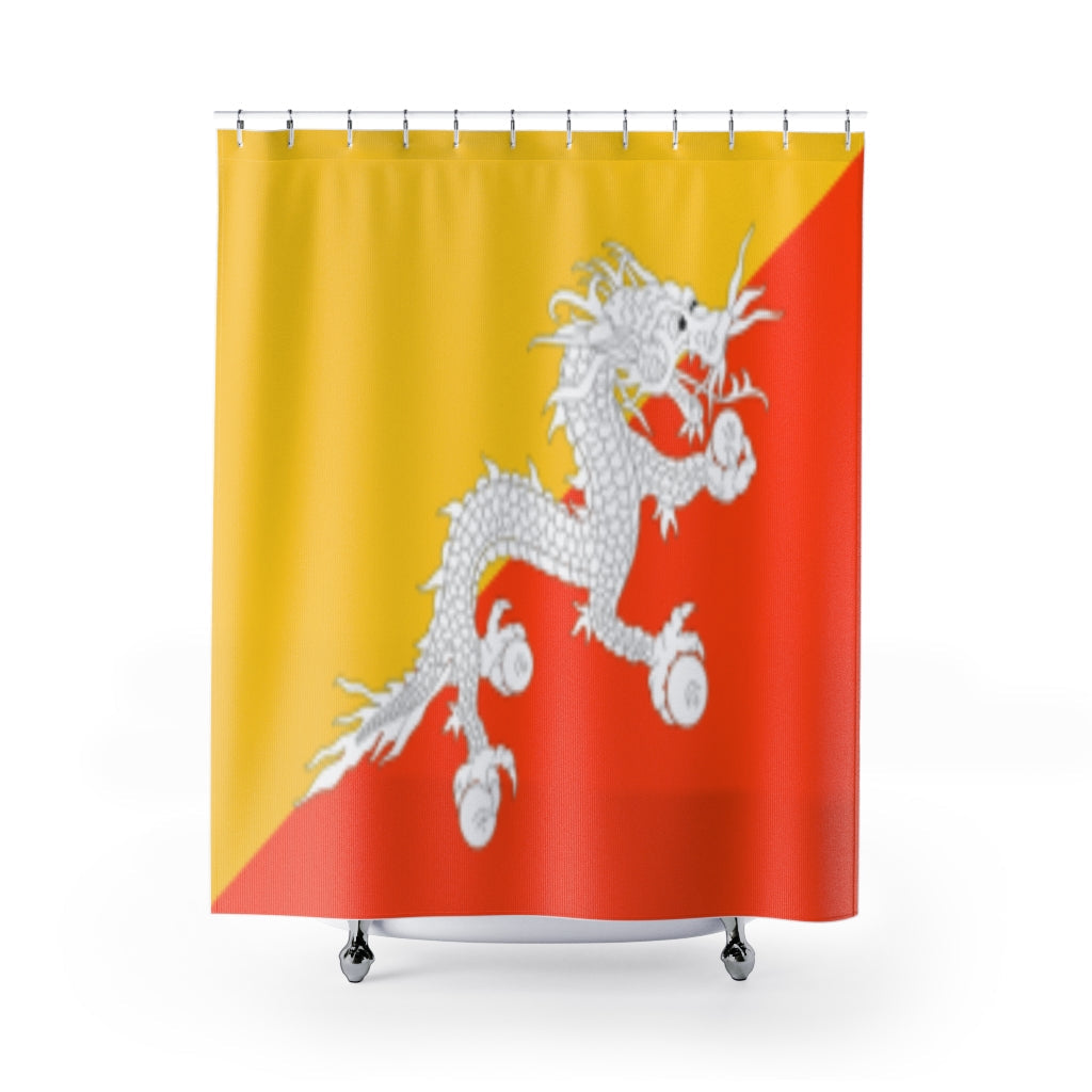 Bhutan Flag Stylish Design 71&quot; x 74&quot; Elegant Waterproof Shower Curtain for a Spa-like Bathroom Paradise Exceptional Craftsmanship-Express Your Love Gifts