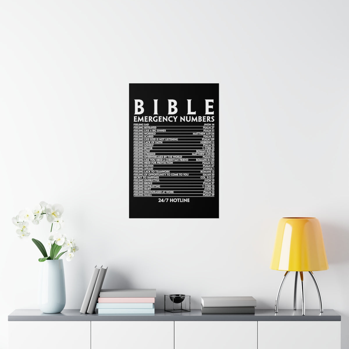 Bible Emergency Hotline Numbers Lessons Home School Poster Illustrations Premium Matte Vertical-Express Your Love Gifts
