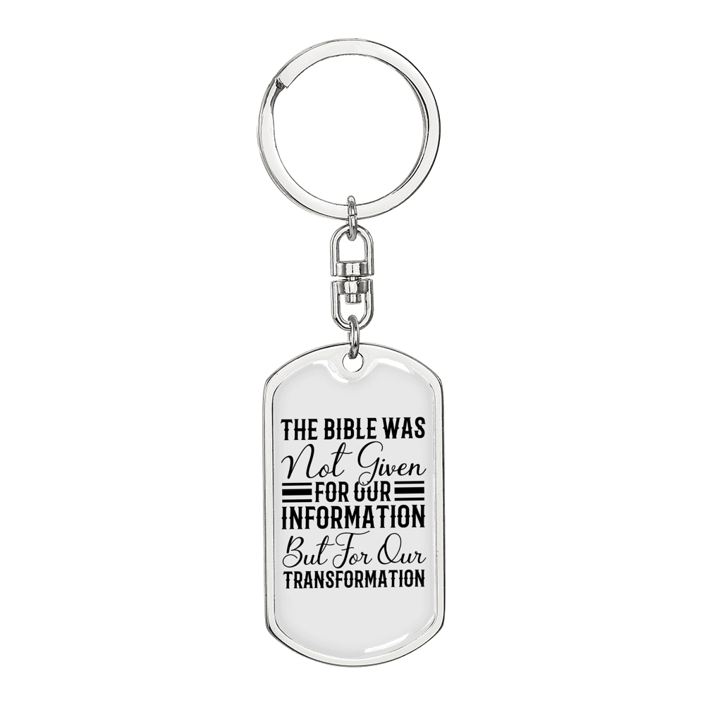 Bible Transformation Keychain Stainless Steel or 18k Gold Dog Tag Keyring-Express Your Love Gifts