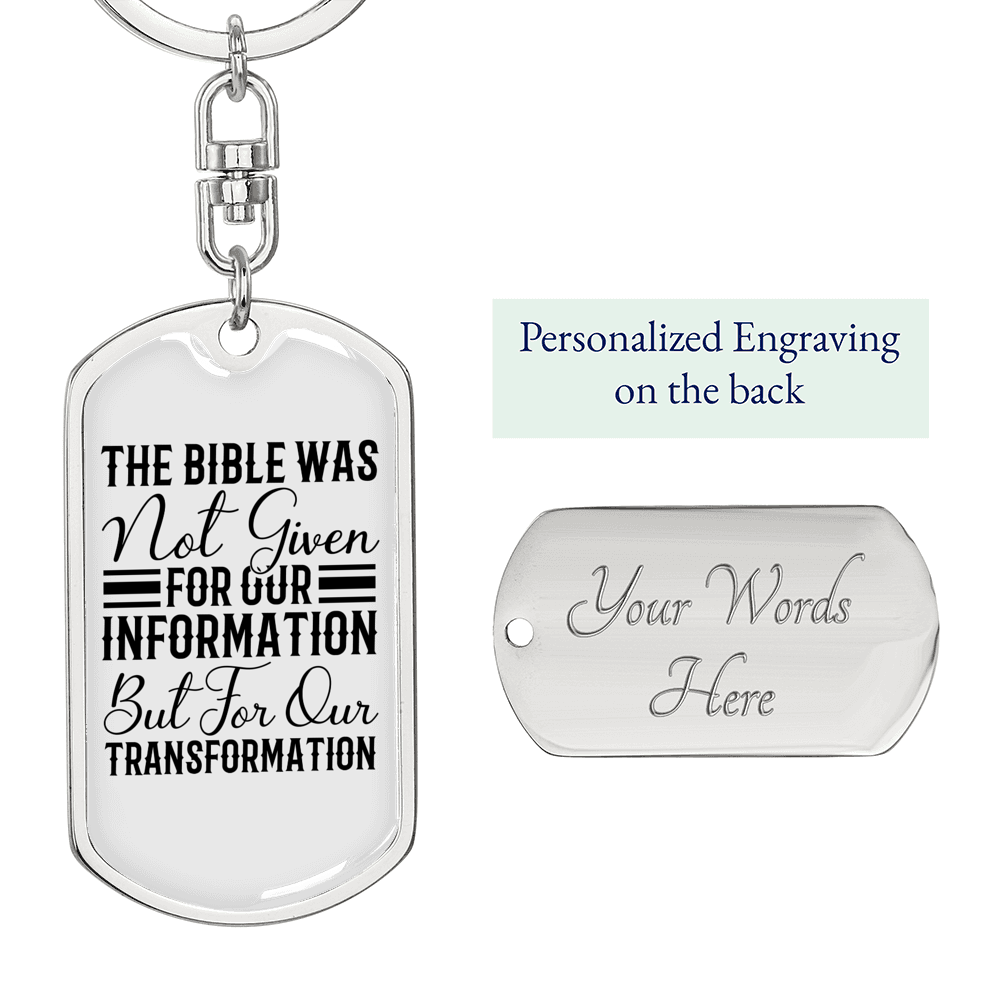 Bible Transformation Keychain Stainless Steel or 18k Gold Dog Tag Keyring-Express Your Love Gifts
