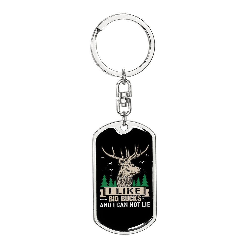 Big Bucks Keychain Stainless Steel or 18k Gold Dog Tag Keyring-Express Your Love Gifts