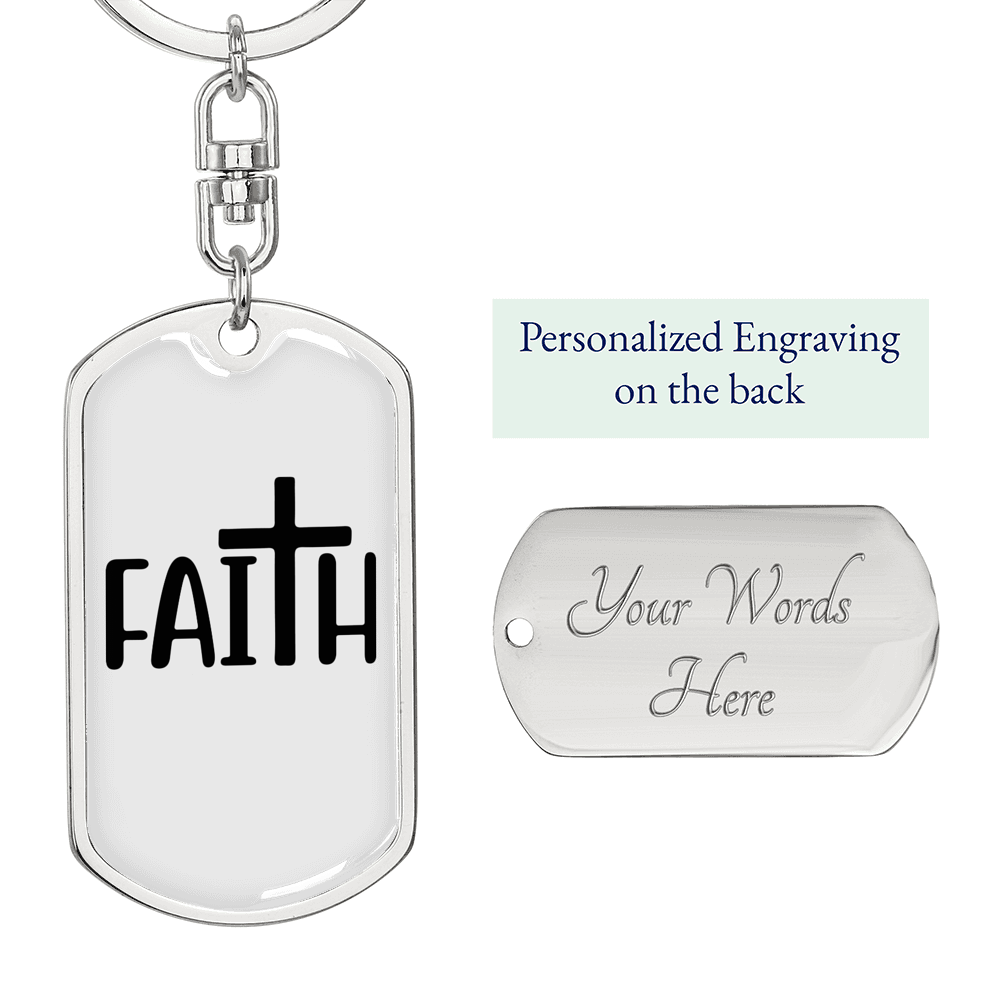 Big Faith Keychain Stainless Steel or 18k Gold Dog Tag Keyring-Express Your Love Gifts