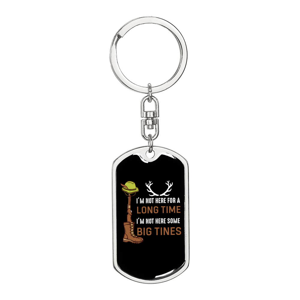 Big Tines Hunter'S Keychain Gift Stainless Steel or 18k Gold Dog Tag Keyring-Express Your Love Gifts