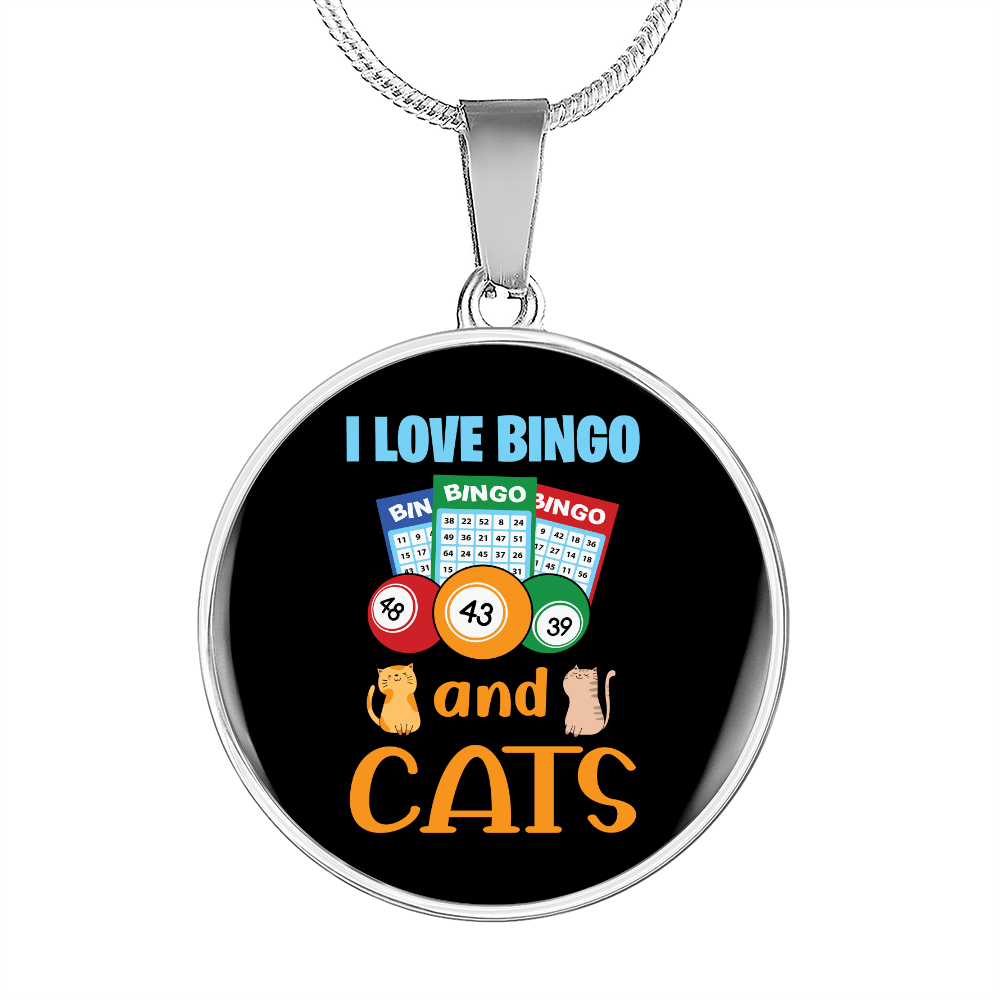 Bingo And Cats Circle Necklace Stainless Steel or 18k Gold 18-22"-Express Your Love Gifts