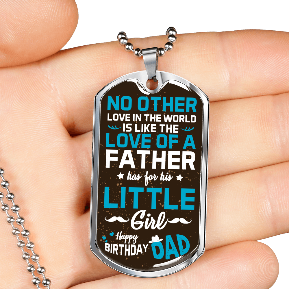 Birthday Daughter To Dad Necklace Stainless Steel or 18k Gold Dog Tag 24" Chain-Express Your Love Gifts