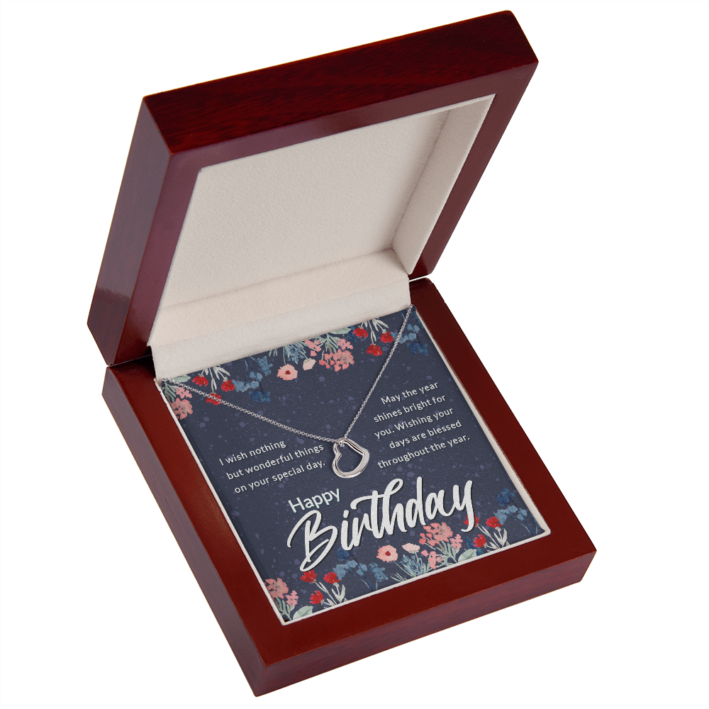 Birthday Message Card Delicate Heart Necklace-Express Your Love Gifts