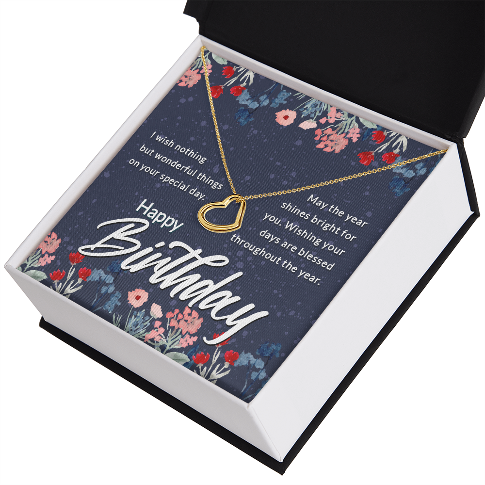 Birthday Message Card Delicate Heart Necklace-Express Your Love Gifts