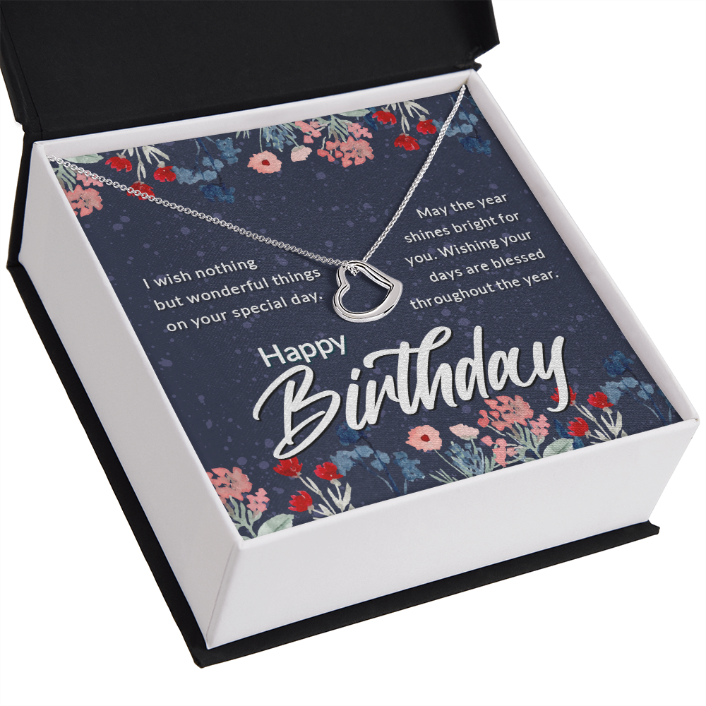 Birthday Message Card Delicate Heart Necklace-Express Your Love Gifts