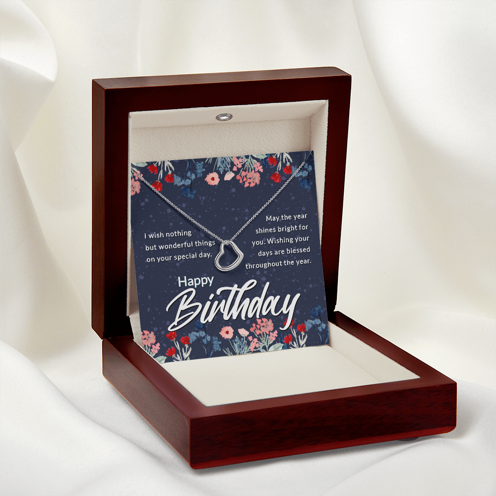 Birthday Message Card Delicate Heart Necklace-Express Your Love Gifts