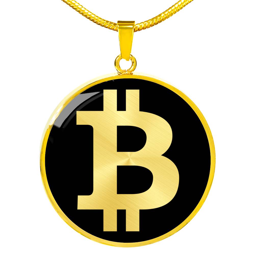 Bitcoin BTC Crypto Necklace Stainless Steel or 18k Gold Circle Pendant 18-22"-Express Your Love Gifts