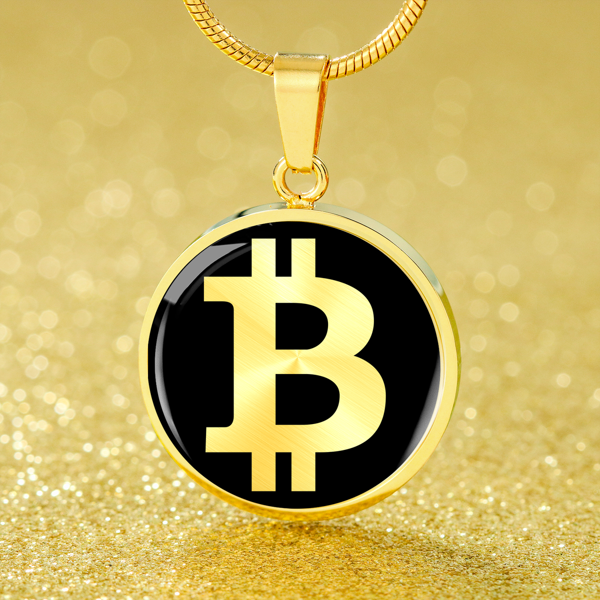 Bitcoin BTC Crypto Necklace Stainless Steel or 18k Gold Circle Pendant 18-22"-Express Your Love Gifts