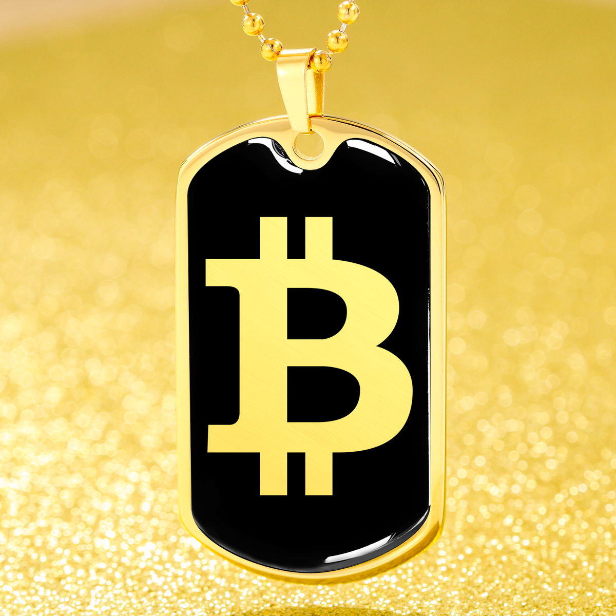Bitcoin BTC Crypto Necklace Stainless Steel or 18k Gold Dog Tag 24"-Express Your Love Gifts