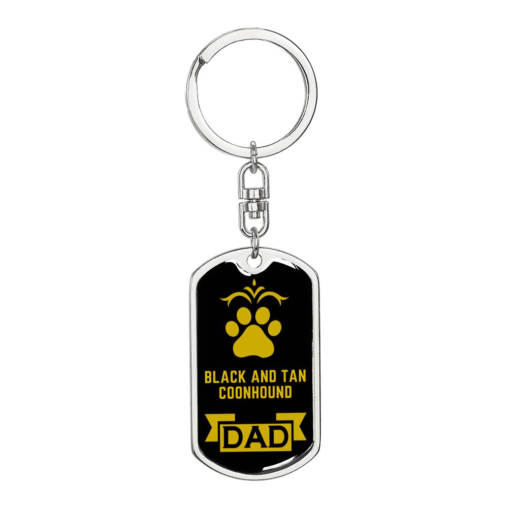 Black And Tan Coonhound Keychain Stainless Steel or 18k Gold-Express Your Love Gifts