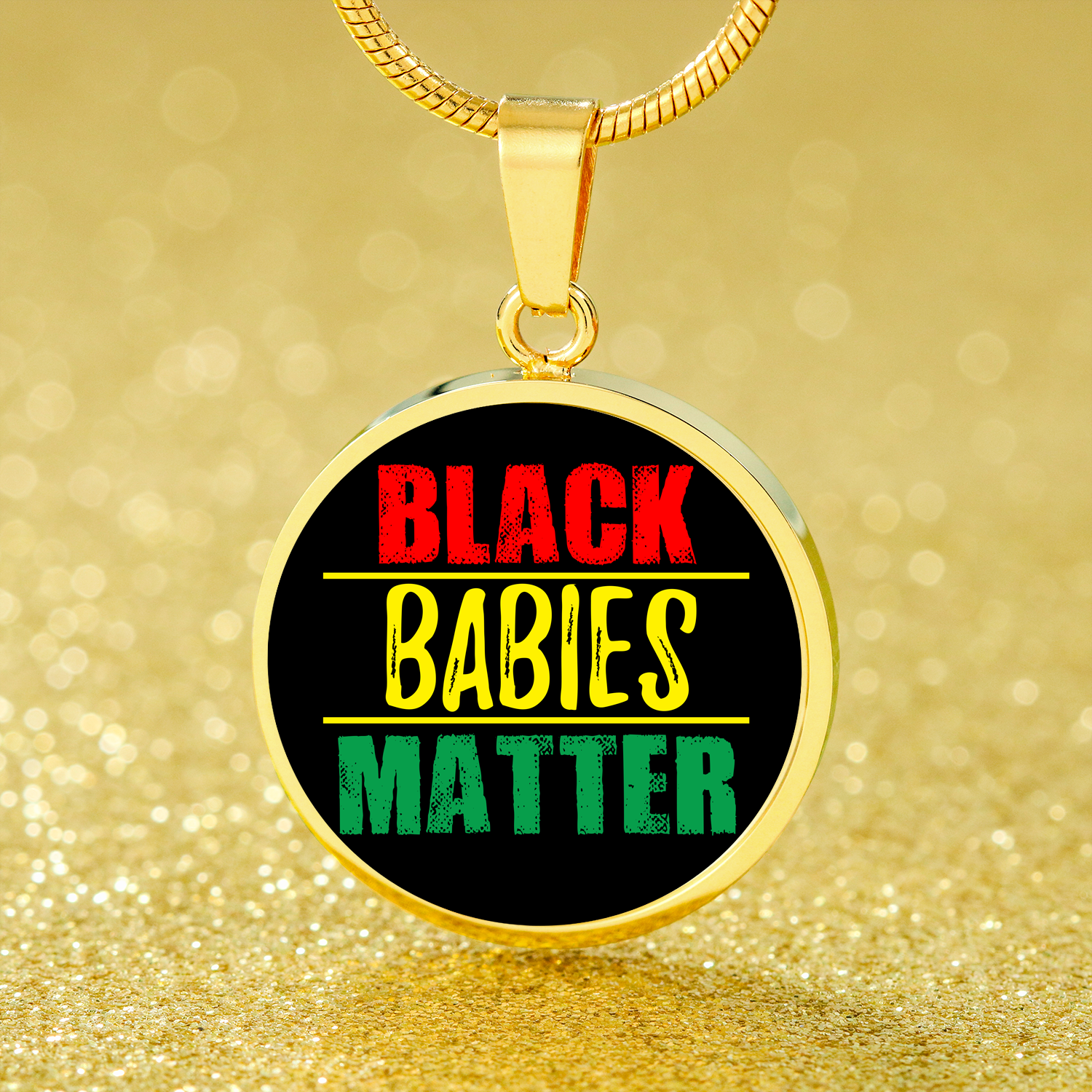 Black Babies Matter Necklace Prolife Circle Pendant Stainless Steel or 18k Gold 18-22"-Express Your Love Gifts